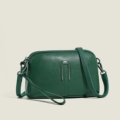 Double-Zip Crossbody Bag | Compact PU Leather | Teal Everyday Style