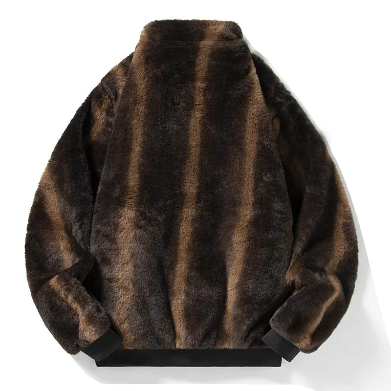Men’s Faux Fur Jacket | Oversized Plush Fit & Ribbed Trim | Cold Weather Statement