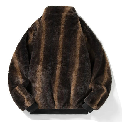 Men’s Faux Fur Jacket | Oversized Plush Fit & Ribbed Trim | Cold Weather Statement