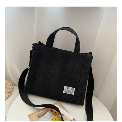 Corduroy Mini Tote | Dual Carry Handles & Crossbody Strap | Casual Everyday Bag