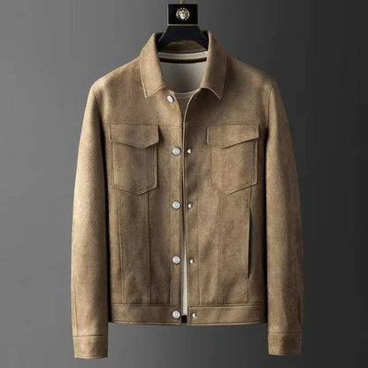 Men’s Suede-Look Trucker Jacket | Lightweight Snap Front | Transitional Outerwear Canada