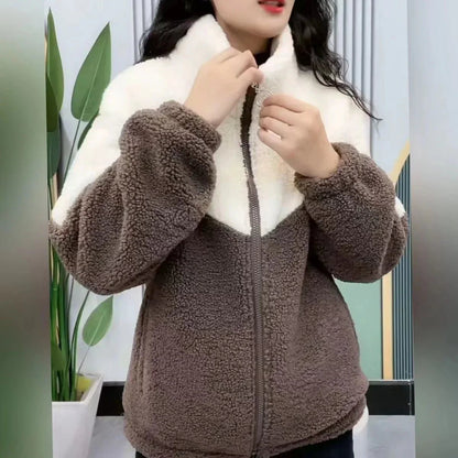 Colour-Blocked Sherpa Jacket | Ultra-Soft Warmth | Zip-Up Design | Winter Casual