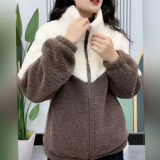 Colour-Blocked Sherpa Jacket | Ultra-Soft Warmth | Zip-Up Design | Winter Casual