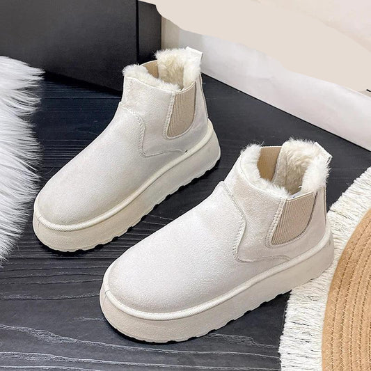 Microsuede Ankle Winter Boots | Fleece-Lined Slip-On | Chunky Grip Sole