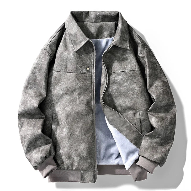 Men's Faux Suede Bomber Jacket | Relaxed Fit Streetwear Layer | Soft Lined Zip-Up