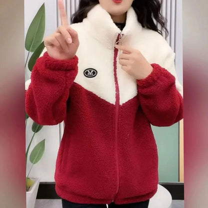 Colour-Blocked Sherpa Jacket | Ultra-Soft Warmth | Zip-Up Design | Winter Casual