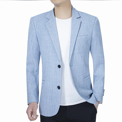 Men's Slim Fit Blazer | Linen-Look Suit Jacket | Lightweight Summer Formalwear