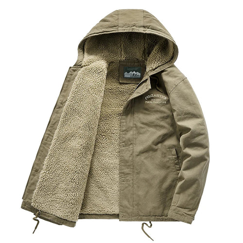 Men’s Fleece-Lined Utility Jacket | Sherpa Interior | Hooded Canvas Outerwear
