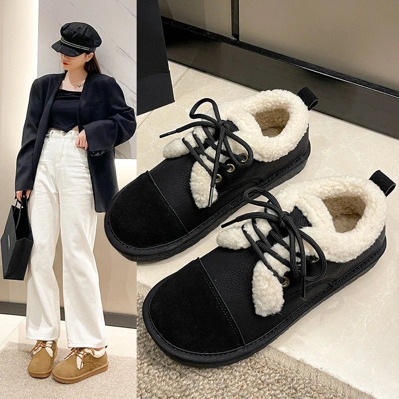 Fleece-Lined Winter Moccasins | Adjustable Lace-Up | Suede Finish | Cozy Everyday Wear