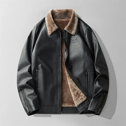 Men’s Faux Leather Aviator Jacket | Sherpa-Lined Winter Moto Style | Warm Casual Outerwear