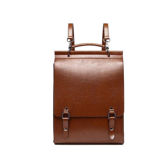 Premium Cowhide Leather Backpack | Classic Structure with Multi-Pocket Interior