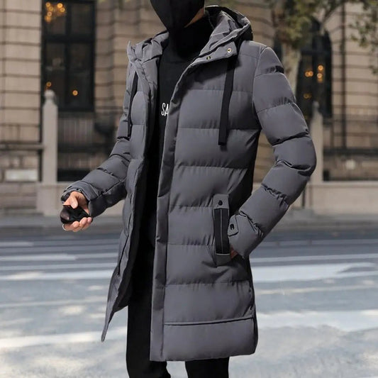Men's Long Puffer Coat | Windproof & Warm | Winter Essential