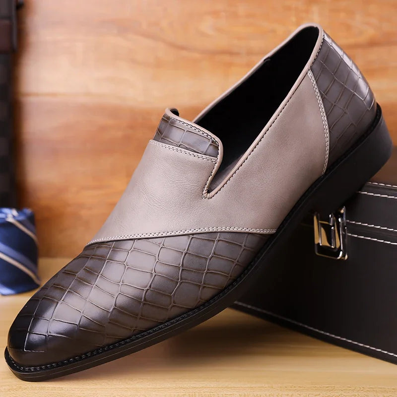Embossed Leather Loafers | Slip-On Dress Shoes | Classic Formal Design