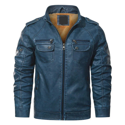 Men’s Faux Leather Moto Jacket | Fleece-Lined Interior | Winter Biker Style