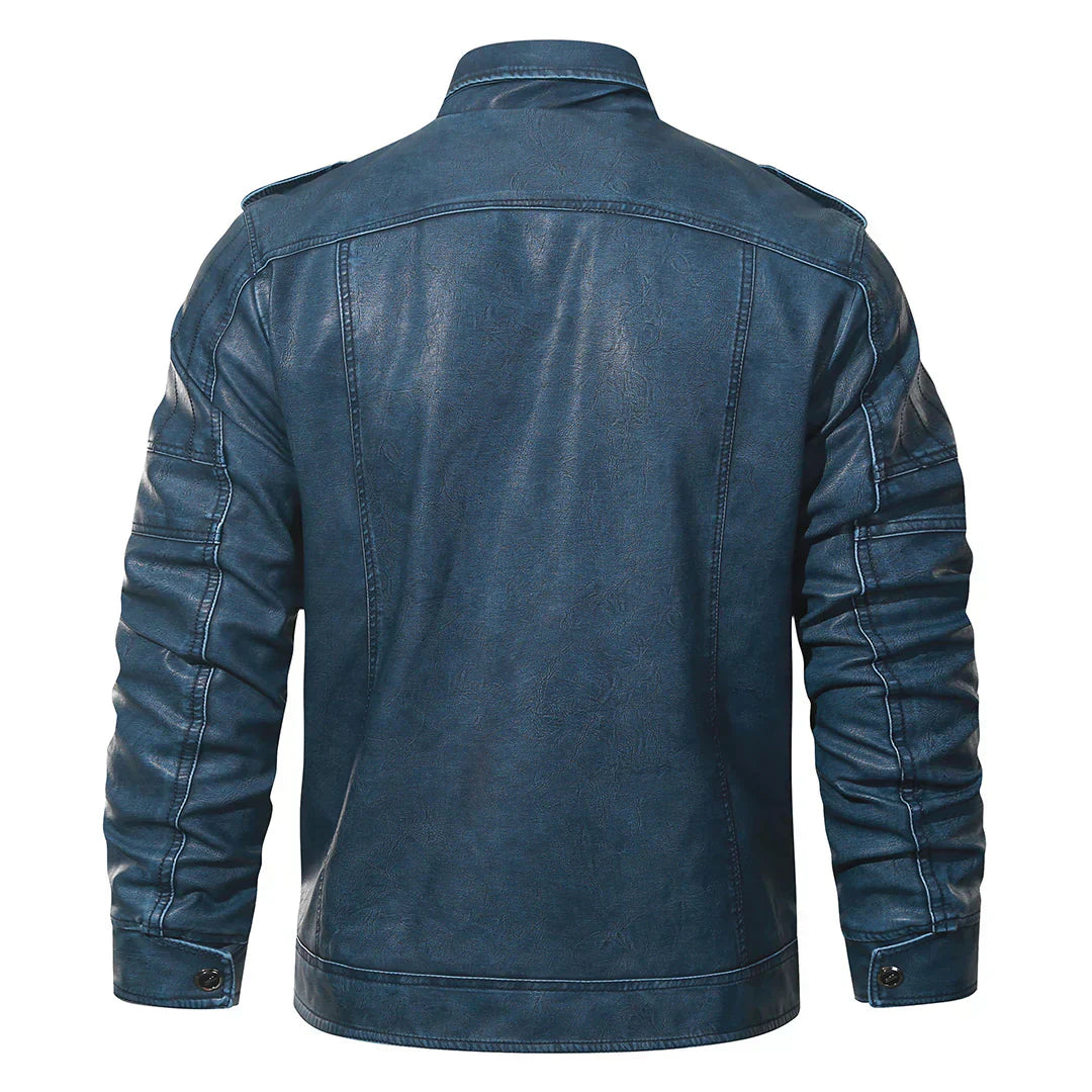 Men’s Faux Leather Moto Jacket | Fleece-Lined Interior | Winter Biker Style