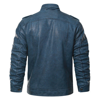Men’s Faux Leather Moto Jacket | Fleece-Lined Interior | Winter Biker Style