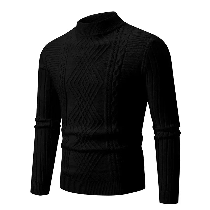 Cable Knit Turtleneck Sweater | Slim Fit with Textured Stitching