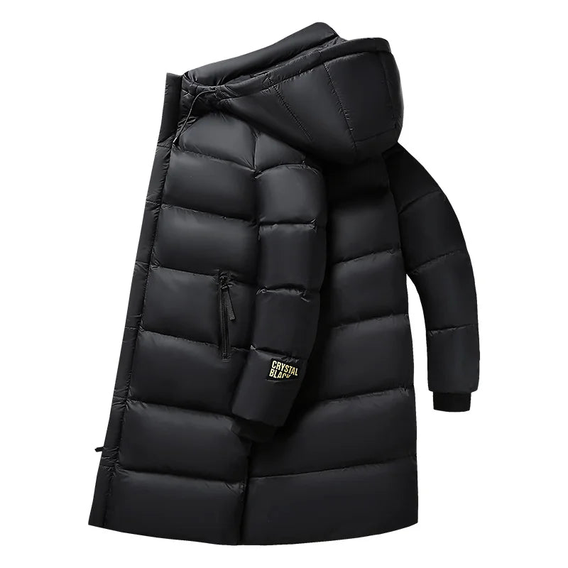 Men’s Long Down Puffer Parka | Heavyweight Winter Coat | Windproof Hooded Design