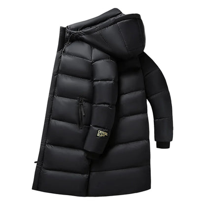 Men’s Long Down Puffer Parka | Heavyweight Winter Coat | Windproof Hooded Design