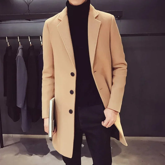 Men’s Tailored Wool-Blend Overcoat | Single-Breasted Classic | Cold-Weather Dress Layer