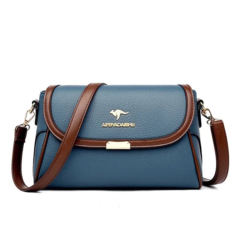 Flap Shoulder Bag | PU Leather | Contrast Trim & Crossbody Strap