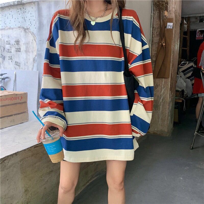 Striped Oversized Sweatshirt | Cotton Blend | Bold and Comfy