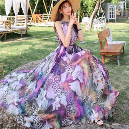 Flowing Floral Chiffon Maxi Dress | Lightweight & Elegant | Perfect for Summer Occasions