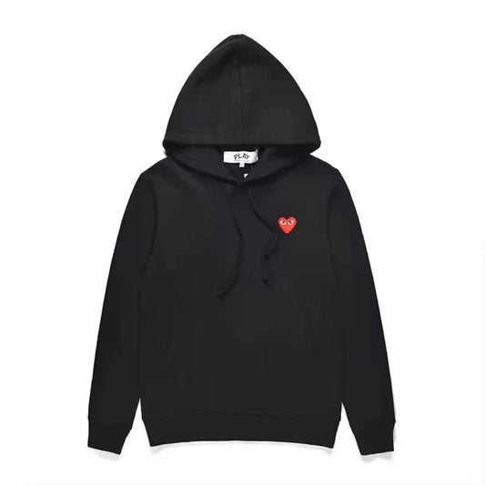 Men's Black Pullover Hoodie | Minimalist Fit with Embroidered Heart | Casual Streetwear Canada