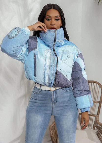 Women's Colour-Block Puffer Jacket | Cropped Design | Trendy Winter Wear
