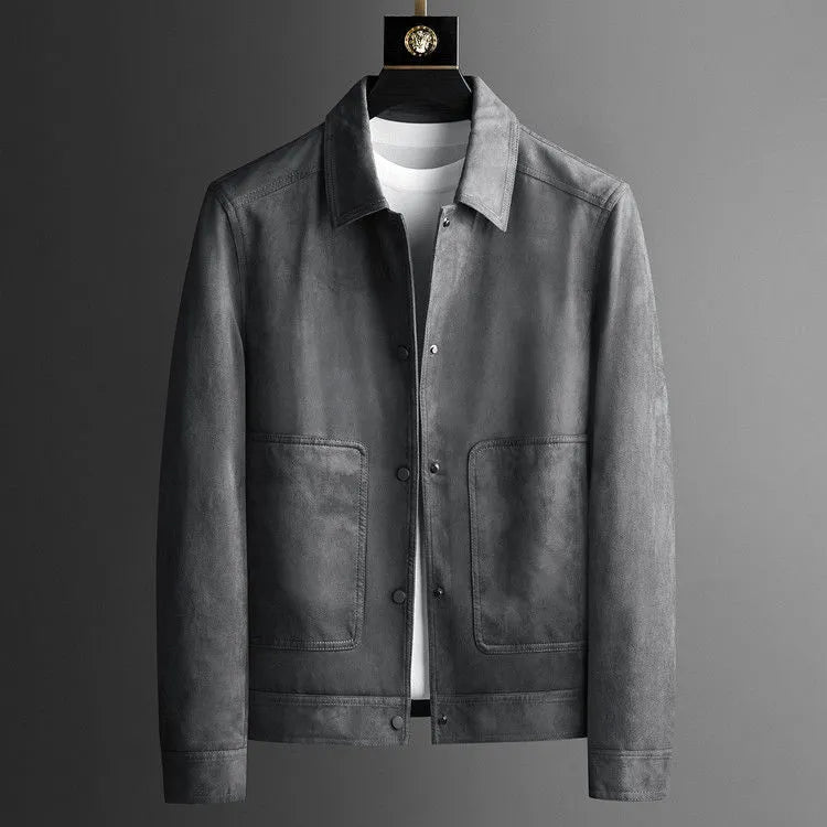 Men's Faux Suede Snap Jacket | Lightweight Transitional Outerwear | Fall Casual Layering Canada