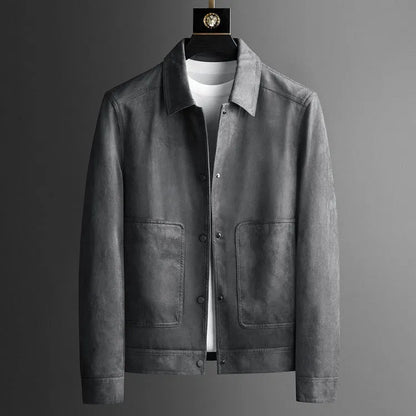 Men's Faux Suede Snap Jacket | Lightweight Transitional Outerwear | Fall Casual Layering Canada