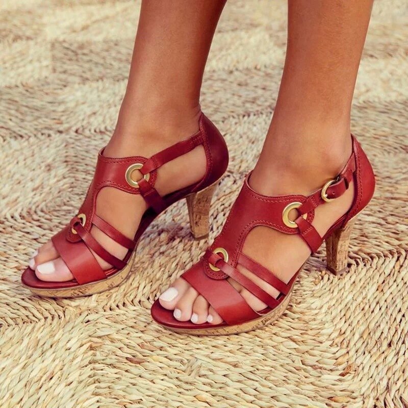 Strappy Heeled Sandals | Open Toe with Ring Detail | Summer Dress Shoe
