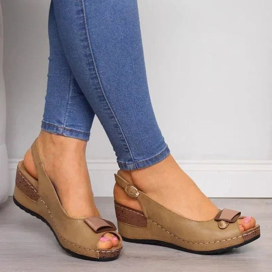 Slingback Wedge Sandals | Peep-Toe Design & Cushioned Insole | Casual Lift