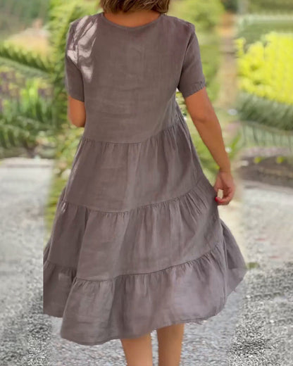 Vibrant V-Neck Tiered Dress | Relaxed Fit | Lightweight Summer Style