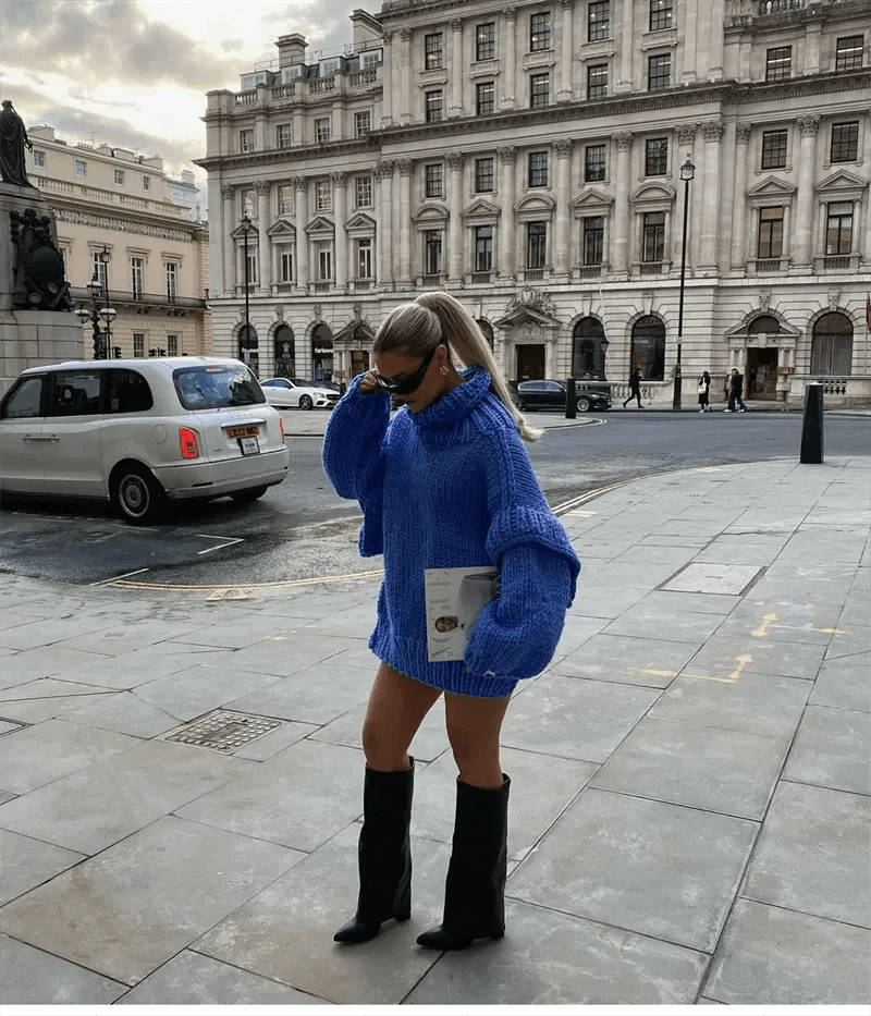 Oversized Knit Sweater Dress | Chunky Acrylic Knit | Versatile Winter Style