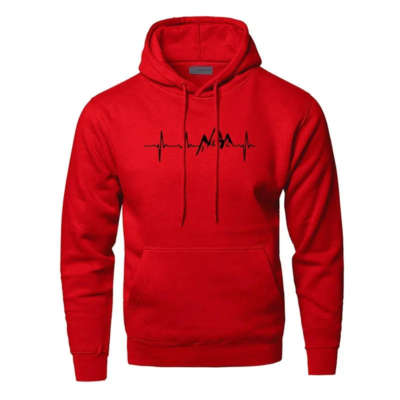 Men's Graphic Hoodie | Mountain Heartbeat Print | Midweight Fleece Pullover