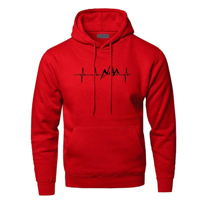 Men's Graphic Hoodie | Mountain Heartbeat Print | Midweight Fleece Pullover