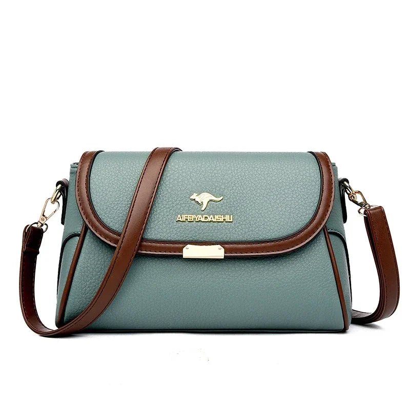 Flap Shoulder Bag | PU Leather | Contrast Trim & Crossbody Strap