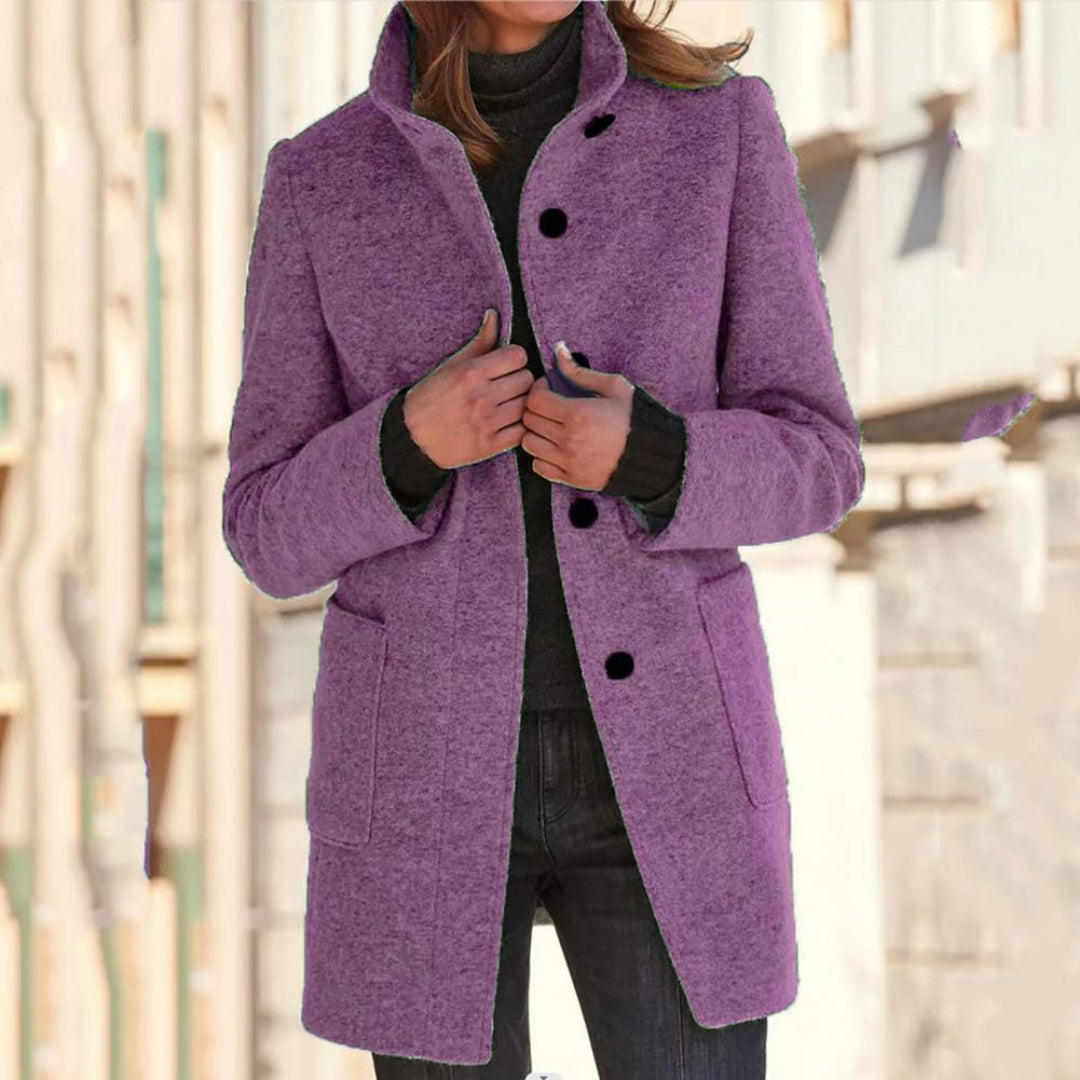 Wool-Blend Button-Up Coat | Mid-Length Structured Jacket | Classic Winter Outerwear Canada