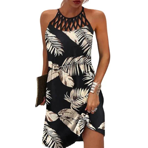 Tribal Print Sleeveless Dress | Strappy Neckline | Easy A-Line Fit