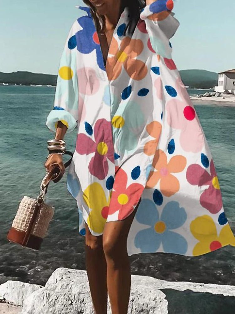 Abstract Floral Swing Coat | Lightweight Statement Layer | Open Front Design