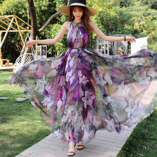 Flowing Floral Chiffon Maxi Dress | Lightweight & Elegant | Perfect for Summer Occasions