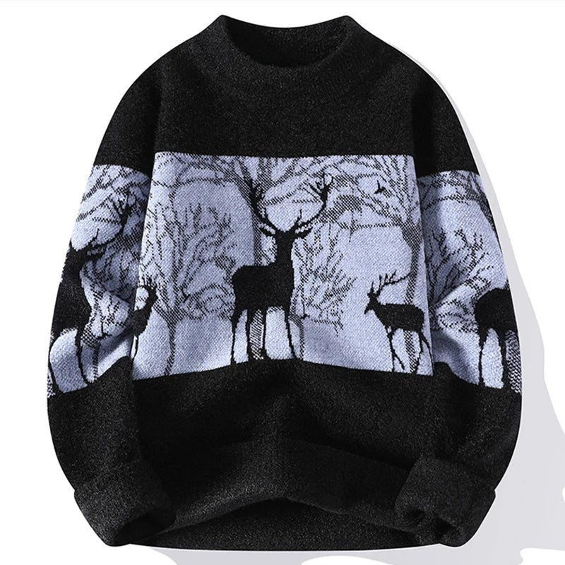 Men's Deer Pattern Knit Sweater | Soft and Warm | Casual Winter Style
