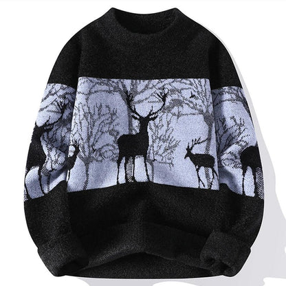 Men's Deer Pattern Knit Sweater | Soft and Warm | Casual Winter Style
