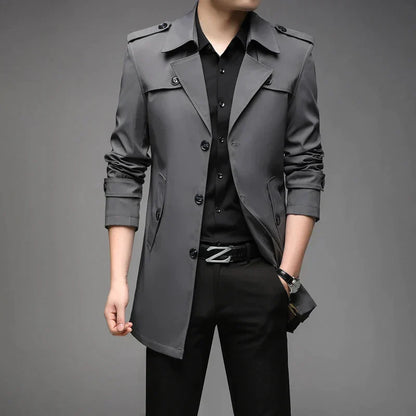 Men's Double-Breasted Casual Trench Coat | Slim Fit Lightweight Jacket | Urban Fall Outerwear