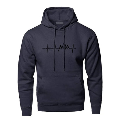 Men's Graphic Hoodie | Mountain Heartbeat Print | Midweight Fleece Pullover