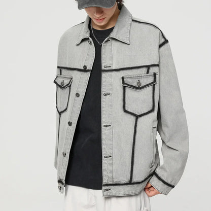 Contrast Stitch Overshirt Jacket | Wool Blend | Relaxed Fit