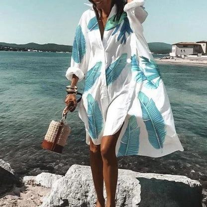 Oversized Button-Up Shirt Dress | Breezy Cotton Blend | Beach Cover-Up Style