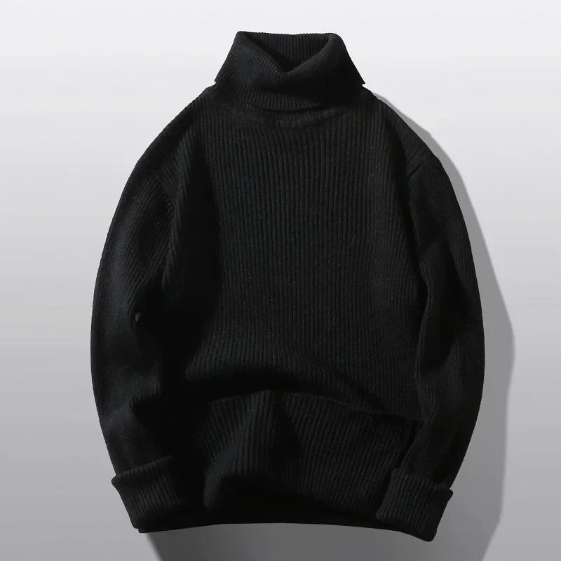 Men's Ribbed Turtleneck Sweater | Soft Knit Pullover | Minimalist Fall Layering Piece