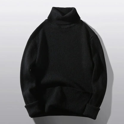 Men's Ribbed Turtleneck Sweater | Soft Knit Pullover | Minimalist Fall Layering Piece
